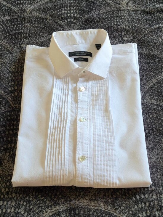 JOHN VARVATOS STAR USA SIGNATURE TAILORED Other - JOHN VARVATOS STAR USA Mens Slim Fit White Tuxedo Shirt